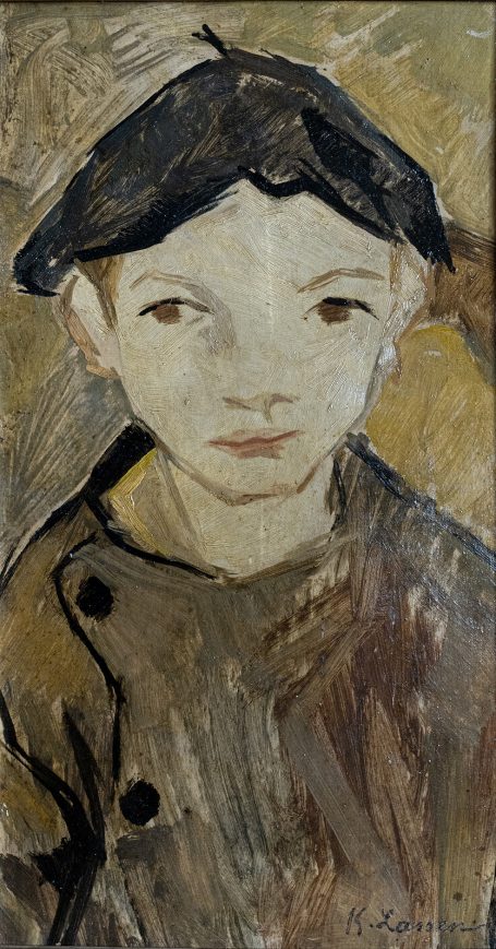 Lassen, Käte (Flensburg 1880 - 1956). Knabe. Öl auf Pappe. Um 1915. Unten rechts signiert. 42 x 22 cm. Gerahmt.